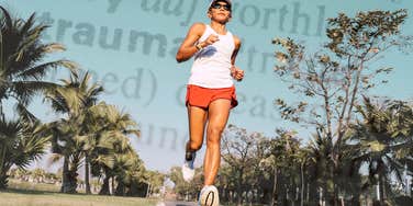 Woman training for Boston marathon, running from trauma