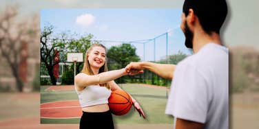 Top Places to meet great men, woman meeting man at basketball court