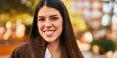 genuinely happy woman smiling