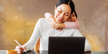Working mom is way happier according to a study she is reading.
