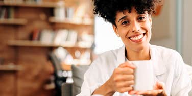 Woman starting her morning with simple habits