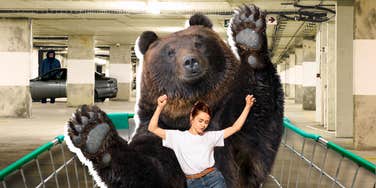 Woman walking to car in a dark parking garage, conquering fears. Facing the Bear. 