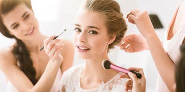 Bride-to-be getting makeup done