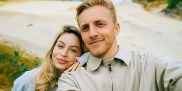 loving couple taking a selfie