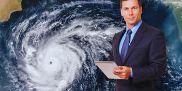 weatherman forecasting hurricane 