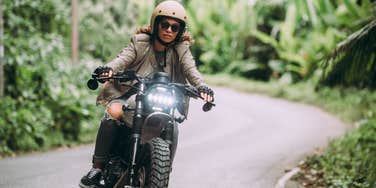 Woman riding a motorcycle 