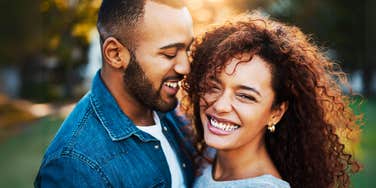 Woman turning man into her soulmate, happy couple.