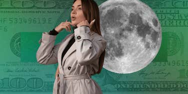 woman with zodiac sign having financial luck aries full moon october 17, 2024