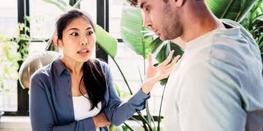 Couple in argument needing to control temper. 