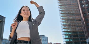 Woman excited that she nailed a job interview