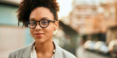 smiling intelligent woman in a suit