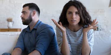 woman annoyed with boyfriend