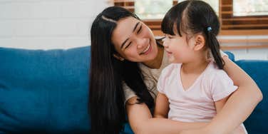 Happy mom and daughter