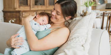 Mom holding newborn