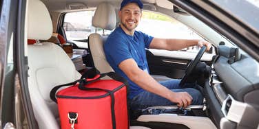 food delivery driver smiling