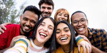 group of happy friends