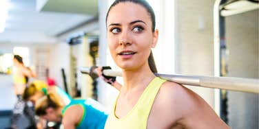 Healthy woman at gym.