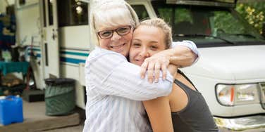 Grandma hugging Teenage Granddaughter