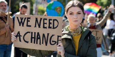 Woman protesting in the U.S.