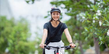 woman riding a bike