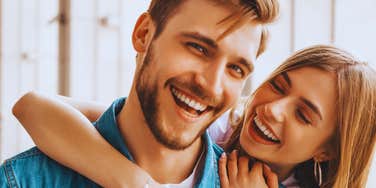 happy man and girlfriend