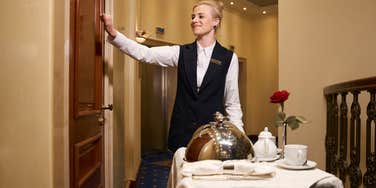 room service bringing food to guest because outside food not allowed