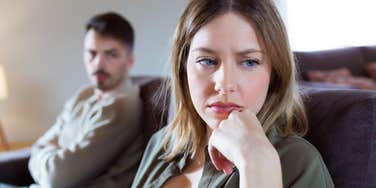 unhappy woman thinking about toxic relationship