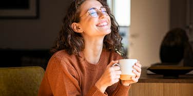 Woman in a good mood. 