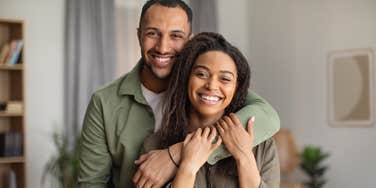 happy married couple smiling woman and man