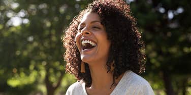 happy woman in nature