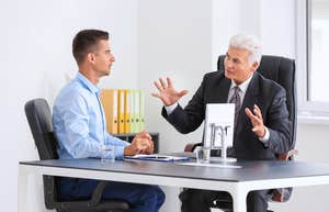 man in meeting with his boss