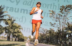 Woman training for Boston marathon, running from trauma
