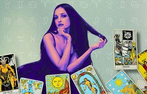 woman surrounded by tarot cards for horoscope september 11, 2024