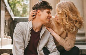 couple sitting together on stairs