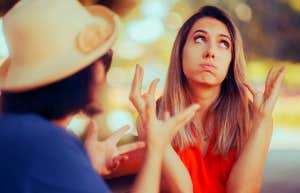 woman annoyed with the person she is talking to